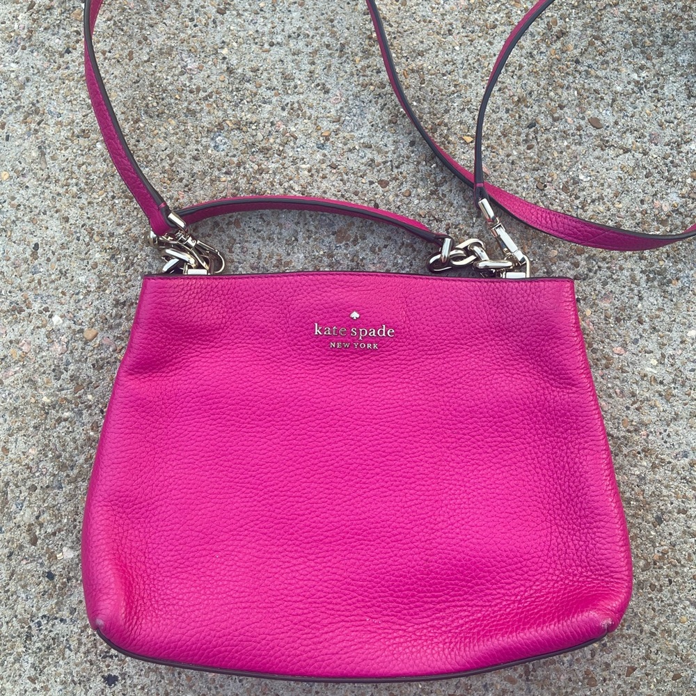 kate spade Hot Pink Pebbled Leather Crossbody Shoulder Bag